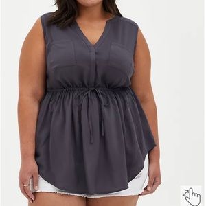 EMMA BABYDOLL TUNIC - CHALLIS Gray Torrid